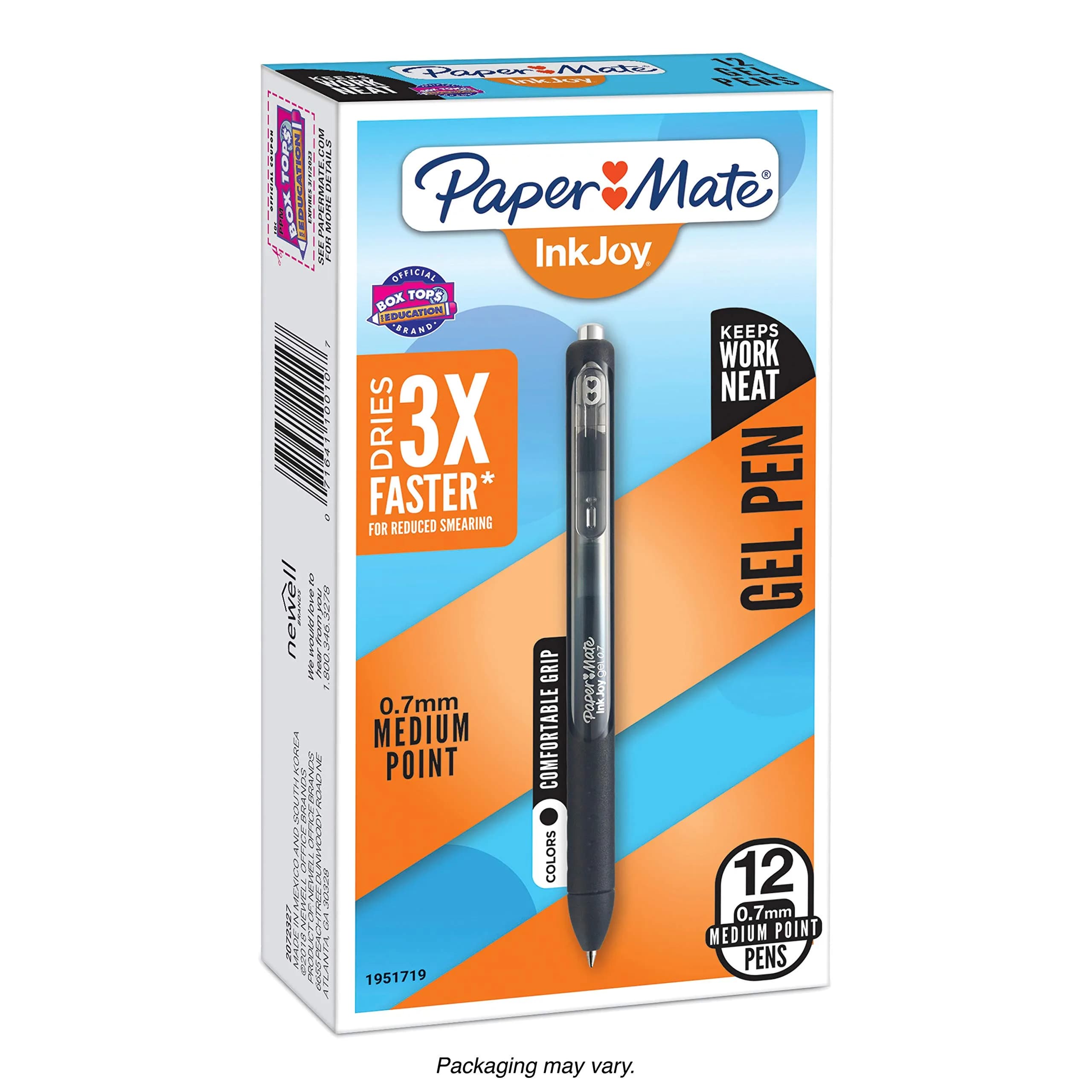Paper Mate InkJoy Gel Pens, Medium Point, Black, 12 Count | Fast Drying Gel Ink for Smooth Writing — Black