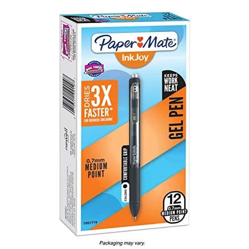Paper Mate InkJoy Gel Pens, Medium Point, Black, 12 Count | Fast Drying Gel Ink for Smooth Writing thumbnail 1