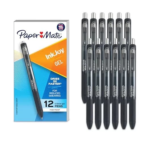 Paper Mate InkJoy Gel Pens, Retractable, Fine Point (0.5mm), Black Ink, 12 Count | Smooth Ink Flow thumbnail 1