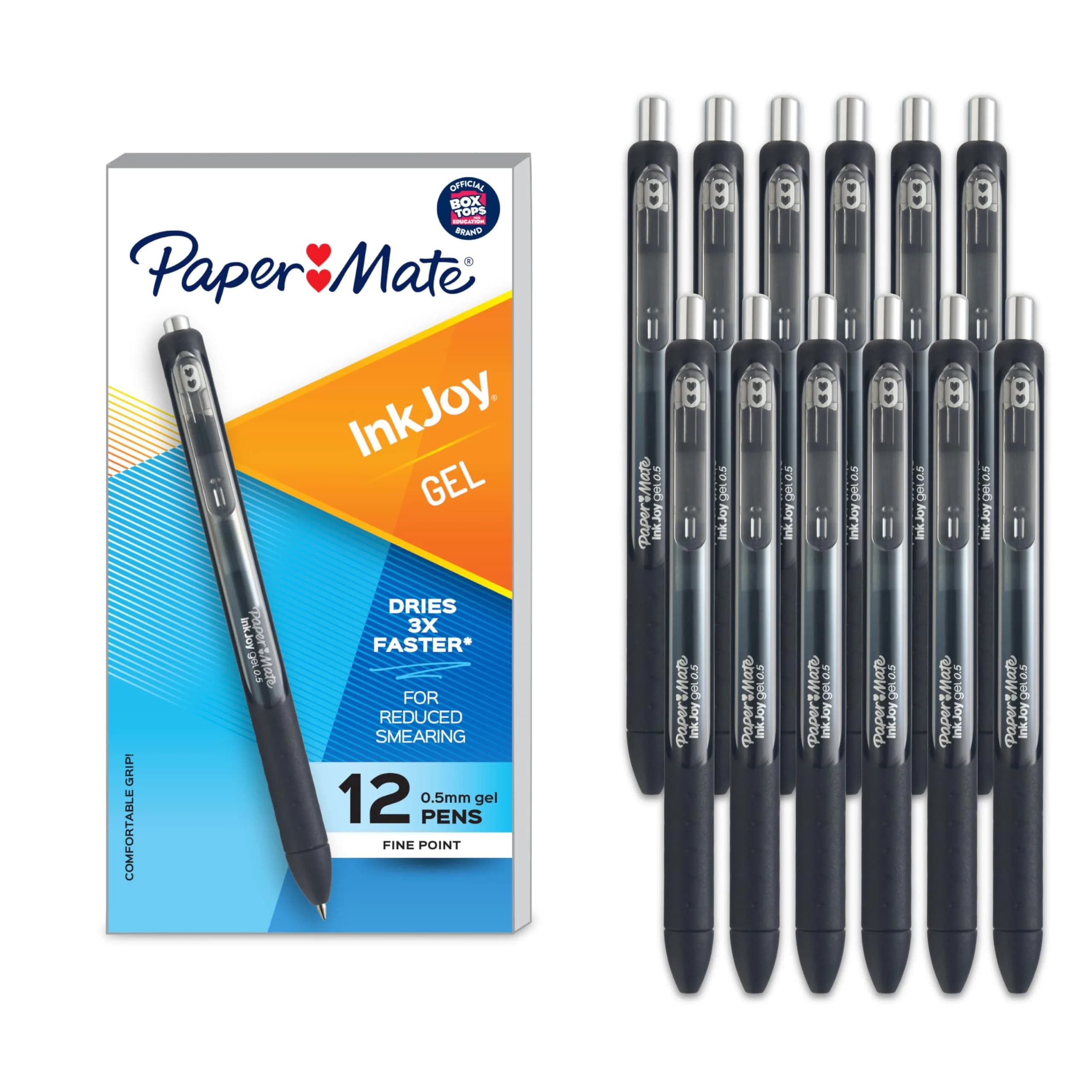 Paper Mate InkJoy Gel Pens, Assorted Colors, 0.5mm Fine Point, 168 Count | Smooth Writing Gel Pens for Students & Professionals — Black