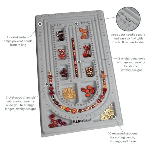 The Beadsmith Bead Board, Grey Flocked | Jewelry Making Surface for Beads & Designs thumbnail 4