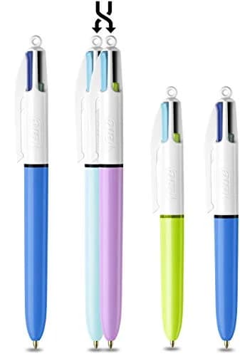 BIC 4 Colours Family Pen Pack of Retractable Ballpoint Pens with Four Ink Colours, Set of 4 (2 Mini, 2 Original) | Multi-Colour, Medium 1.0 mm thumbnail 2