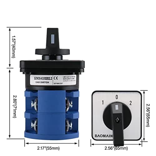 Baomain 63A Rotary Changeover Switch AC 660V 3-Position 2-Phase | Heavy-Duty Industrial Power Control thumbnail 5