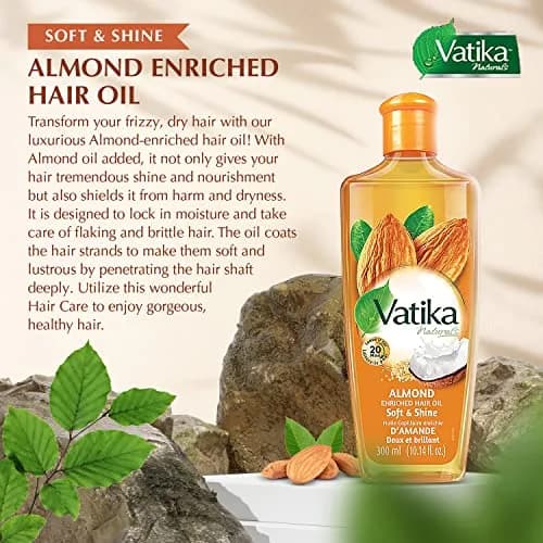 Vatika Naturals Hair Oil - Enriched Formula Scalp Care, 300ml Almond | Nourishing Hair Oil with Almond, Coconut & Sesame for All Hair Types thumbnail 2