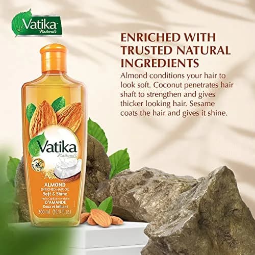 Vatika Naturals Hair Oil - Enriched Formula Scalp Care, 300ml Almond | Nourishing Hair Oil with Almond, Coconut & Sesame for All Hair Types thumbnail 3