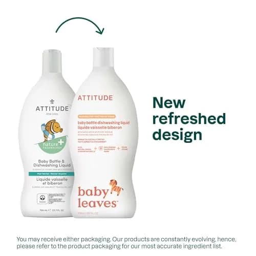 ATTITUDE Baby Bottle & Dish Soap Pear Nectar 700ml (23.7 Fl Oz) | EWG Verified Cleaner for Indian Kitchens thumbnail 2