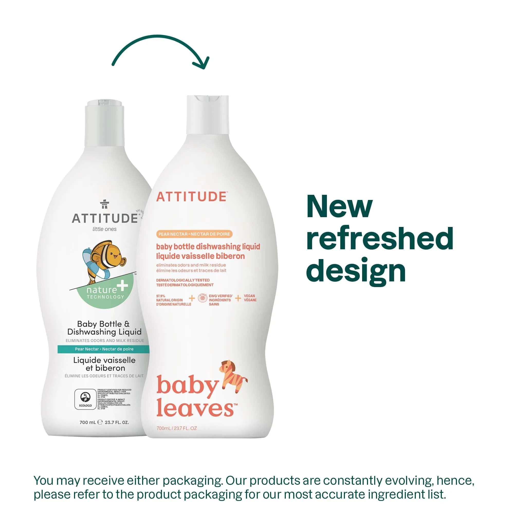 ATTITUDE Baby Bottle & Dish Soap Pear Nectar 700ml (23.7 Fl Oz) | EWG Verified Cleaner for Indian Kitchens - view 2