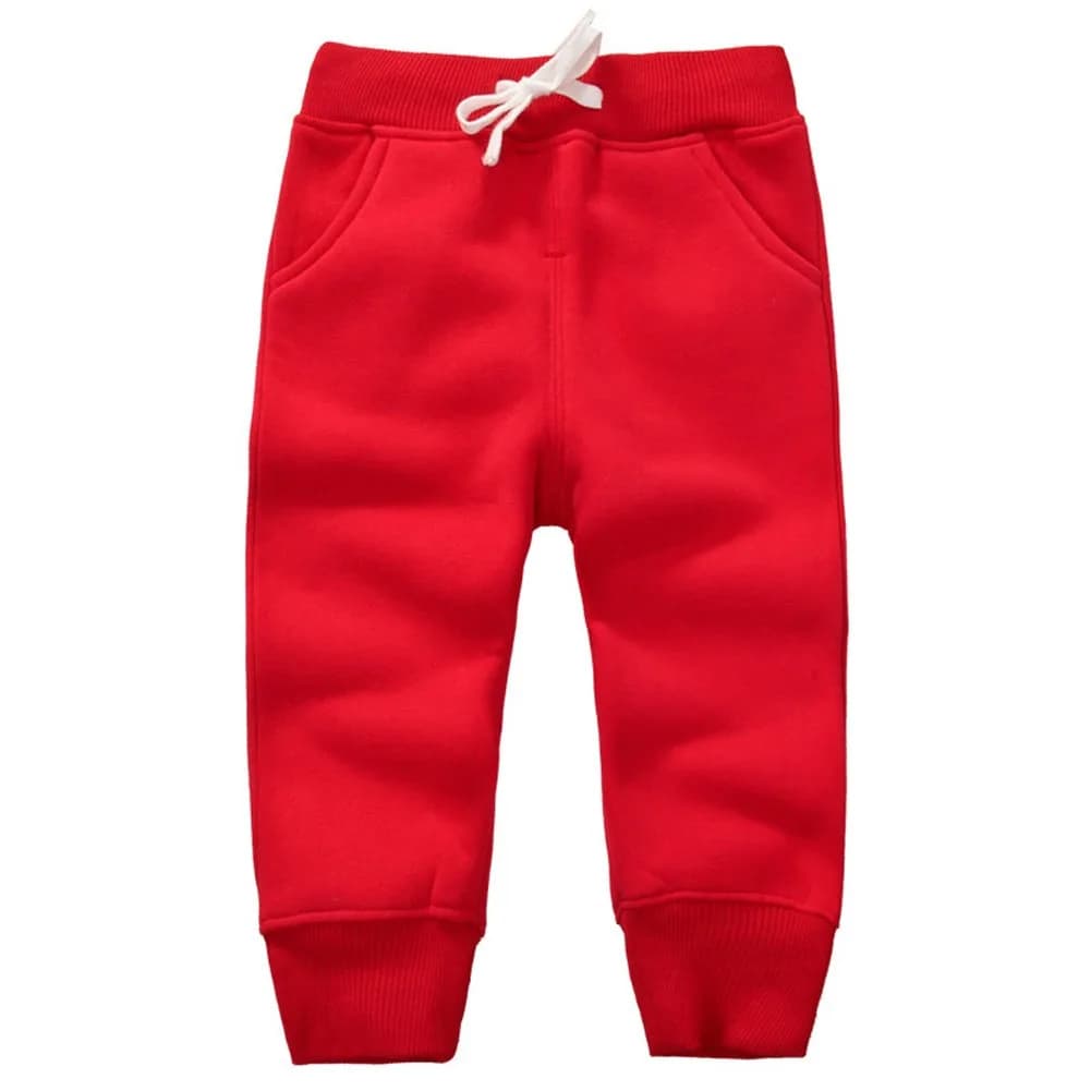 CuteOn Toddler Jogger Pants 1 Year Red | Warm Cotton Sweatpants for Baby Boys