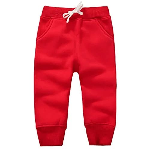 CuteOn Toddler Jogger Pants 1 Year Red | Warm Cotton Sweatpants for Baby Boys thumbnail 1