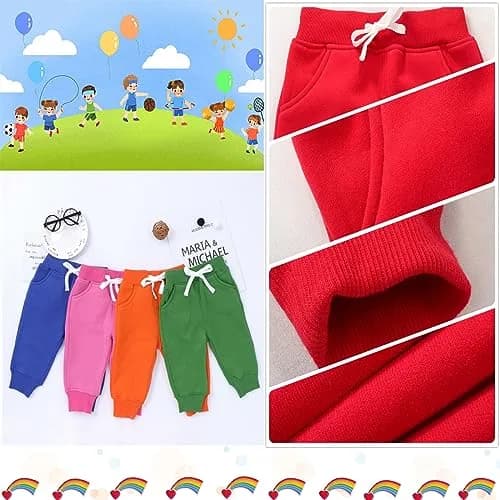 CuteOn Toddler Jogger Pants 1 Year Red | Warm Cotton Sweatpants for Baby Boys thumbnail 2