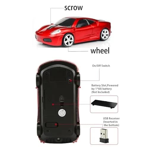MGbeauty Wireless Mouse Sports Car Shape 120x60x35mm | Optical DPI 1600 for PC & Mac thumbnail 4