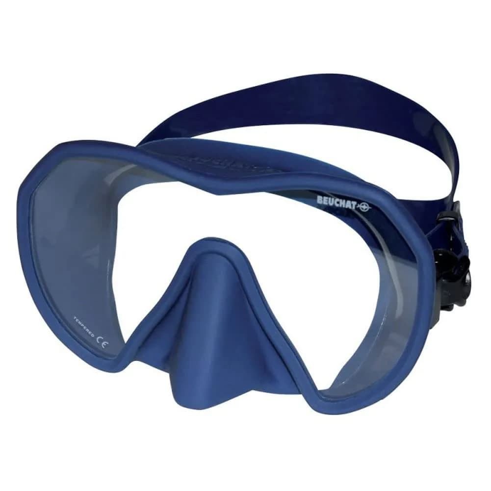 Beuchat Maxlux S Mask Blue for Snorkeling, Scuba Diving, Freediving, Swimming | Panoramic Single Lens Mask 127 cm³ - main product image