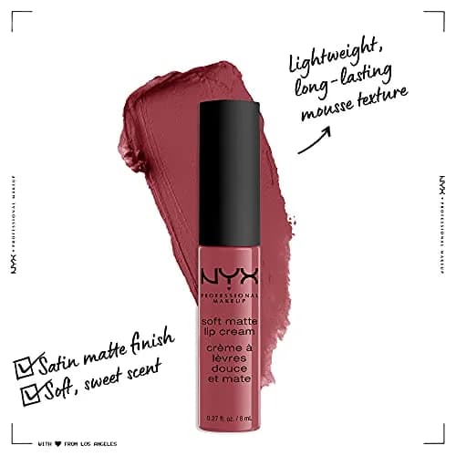NYX PROFESSIONAL MAKEUP Soft Matte Lip Cream Budapest | Long-lasting, lightweight liquid lipstick in deep mauve with red undertone thumbnail 2