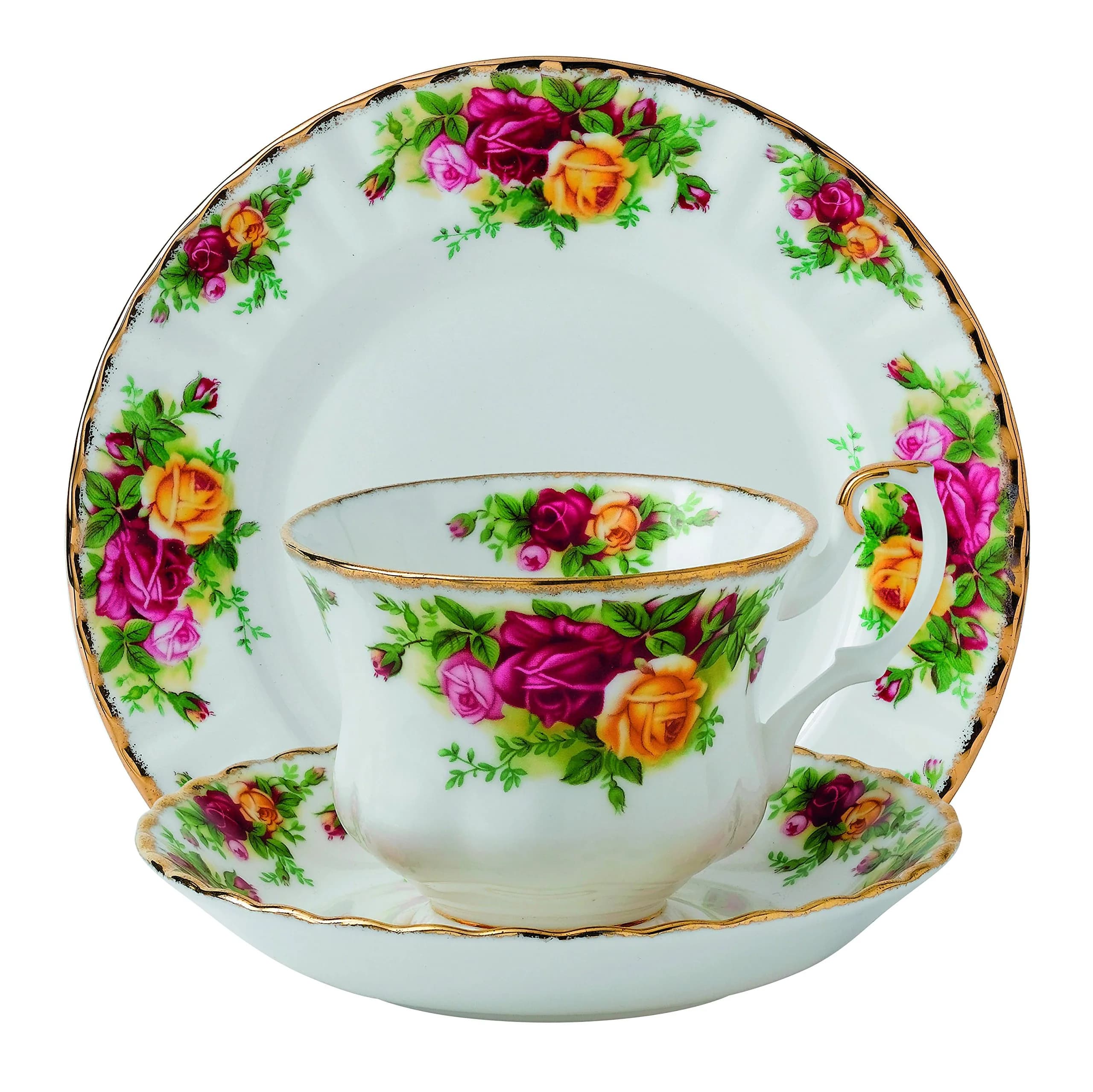 Royal Albert Old Country Roses 3 Piece Set (Teacup, Saucer & Plate) | Elegant Bone China Dinnerware (8") - main product image