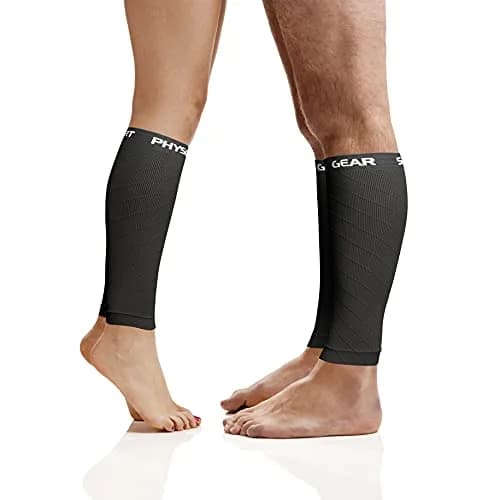 Physix Gear Calf Compression Sleeves - Shin Splint Support for Running, Enhanced Performance & Comfort for Men & Women (Black, L/XL) thumbnail 3