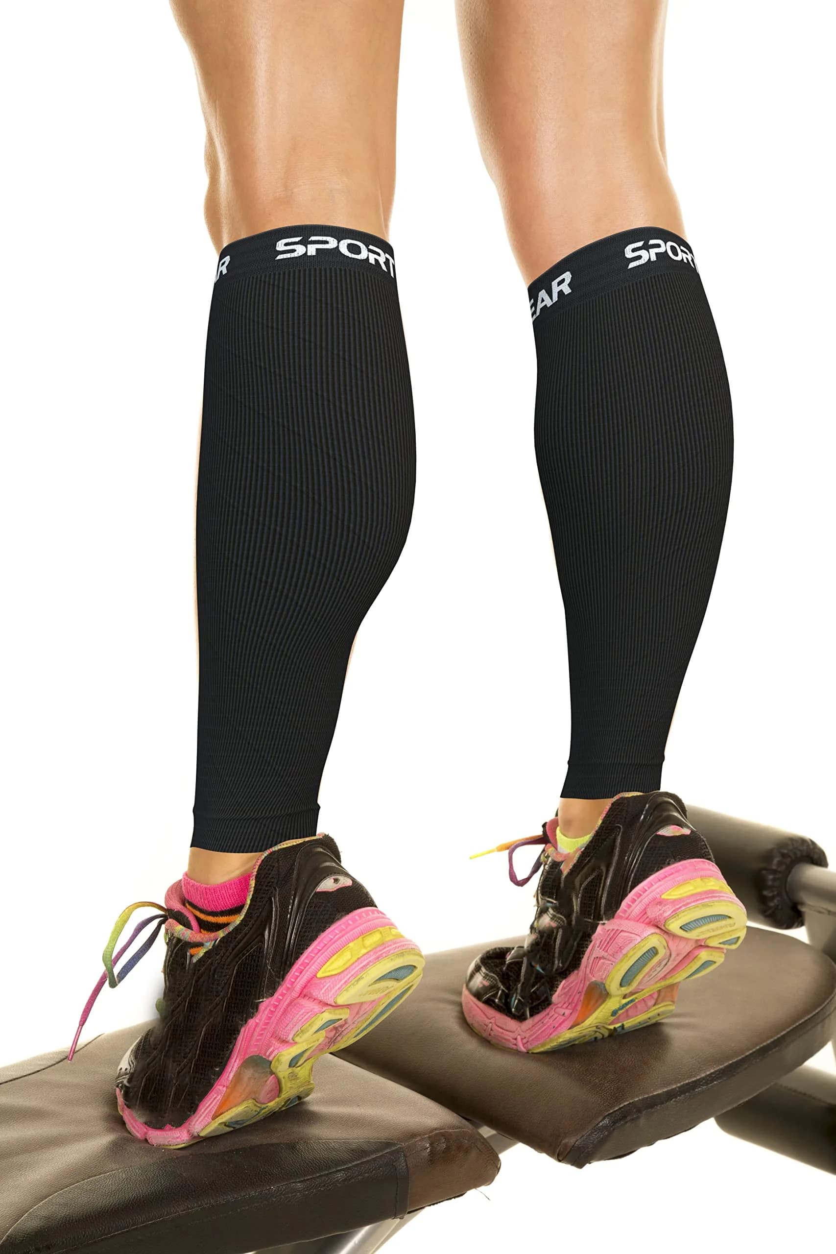 Physix Gear Calf Compression Sleeves - Shin Splint Support for Running, Enhanced Performance & Comfort for Men & Women (Black, L/XL) - main product image