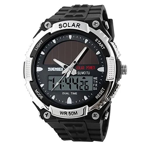 MASTOP Solar Powered Analog-Digital Watch 50mm (1.97 inches) | Dual Time Zone, 50M Waterproof, LED Backlight thumbnail 8