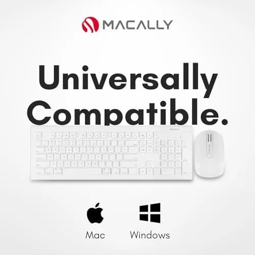 Macally 104 Key USB Wired Keyboard and Mouse Combo with Apple Shortcut Keys for Mac, iMac, MacBook, and Windows PC (White) | Quiet, Responsive, Apple-like Feel thumbnail 4