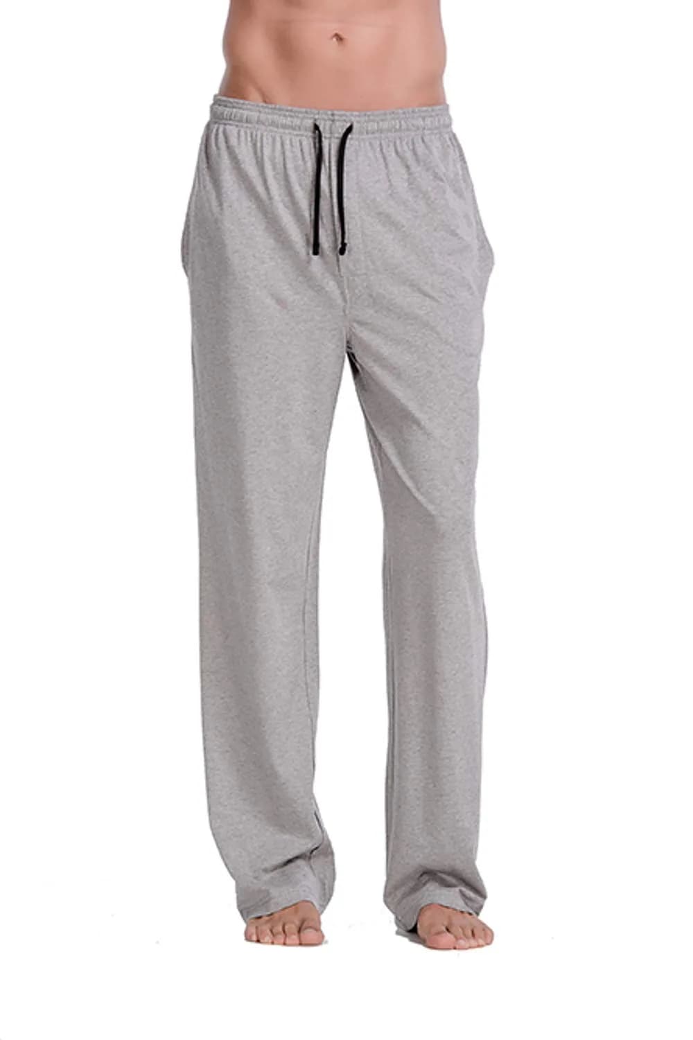 CYZ Men's 100% Cotton Knit Pajama Lounge Pants | GreyMelange, Medium