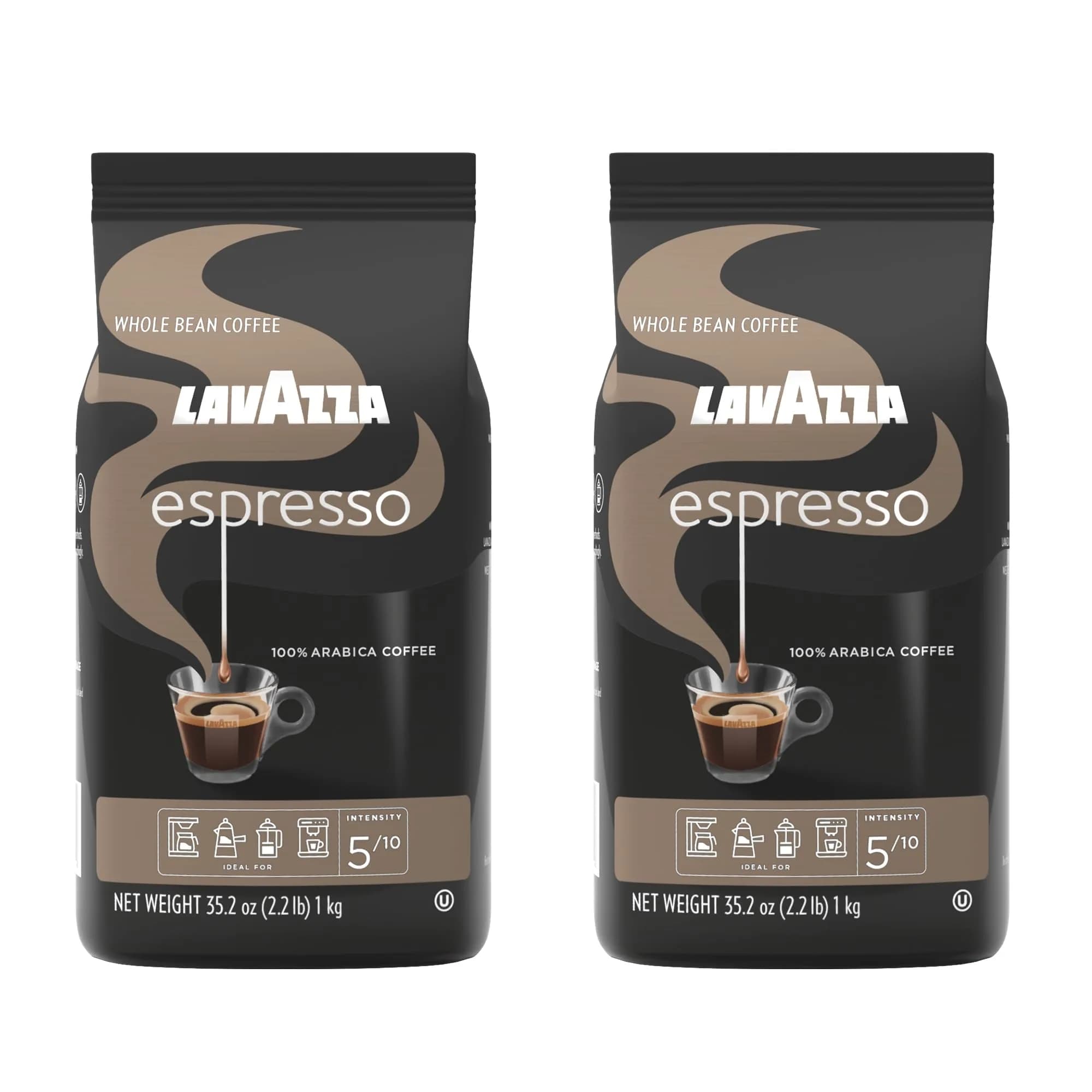Lavazza Espresso Whole Bean Coffee, Medium Roast, 100% Arabica, 2.2 lb Bag (Pack of 2) | Aromatic, Italian Coffee for Espresso & Drip - main product image