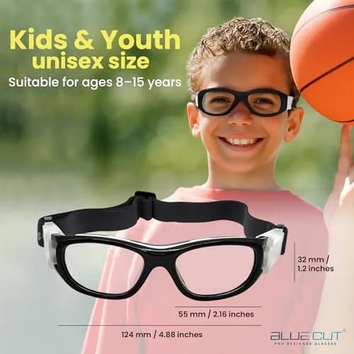 BLUE CUT Safety Basketball Goggles for Kids | Anti-Fog, Adjustable Strap, Durable Plastic Frame thumbnail 4