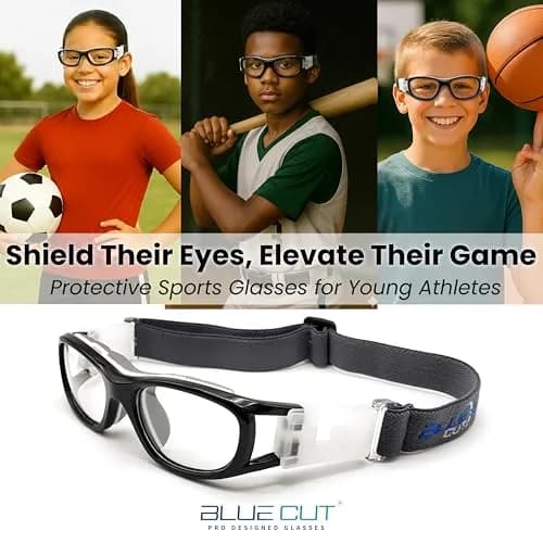 BLUE CUT Safety Basketball Goggles for Kids | Anti-Fog, Adjustable Strap, Durable Plastic Frame thumbnail 2