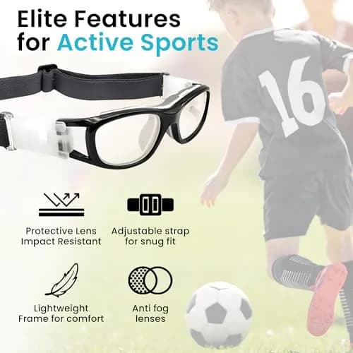 BLUE CUT Safety Basketball Goggles for Kids | Anti-Fog, Adjustable Strap, Durable Plastic Frame thumbnail 3