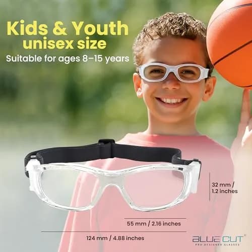 BLUE CUT Safety Basketball Goggles for Kids | Impact-Resistant, Anti-Fog, Adjustable Fit thumbnail 4