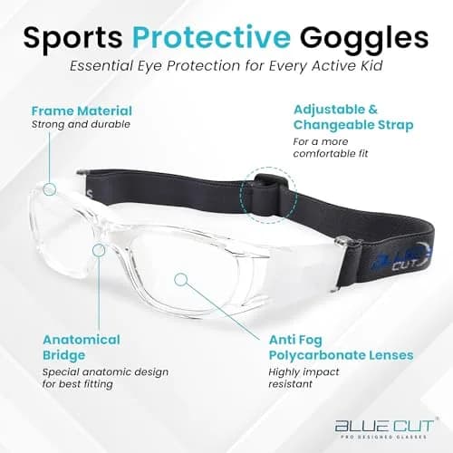 BLUE CUT Safety Basketball Goggles for Kids | Impact-Resistant, Anti-Fog, Adjustable Fit thumbnail 5