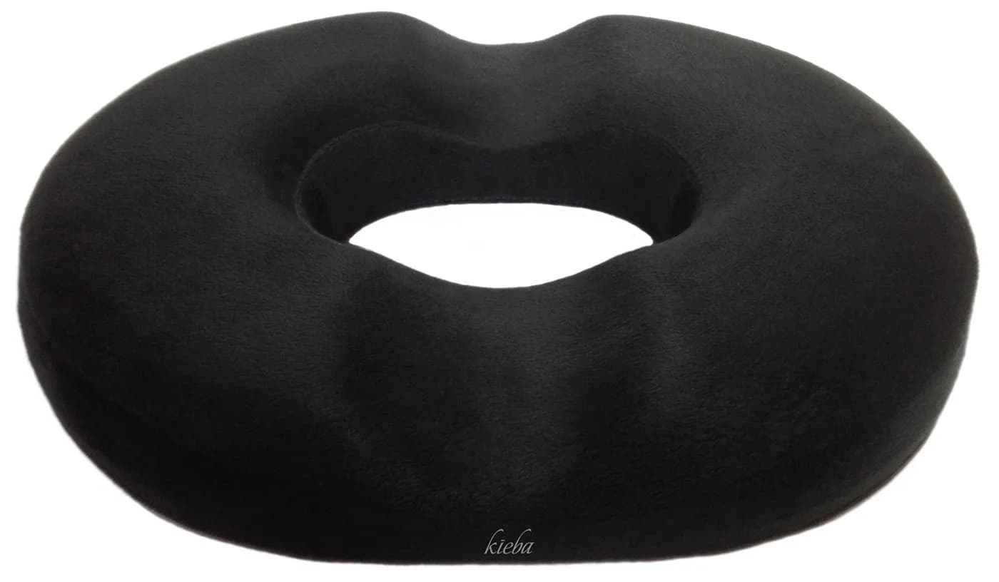 Kieba Hemorrhoid Treatment Donut Cushion 18 Inches | Premium Foam Relief for Coccyx & Sciatica — Black