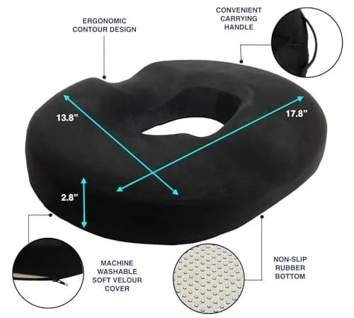 Kieba Hemorrhoid Treatment Donut Cushion 18 Inches | Premium Foam Relief for Coccyx & Sciatica thumbnail 6