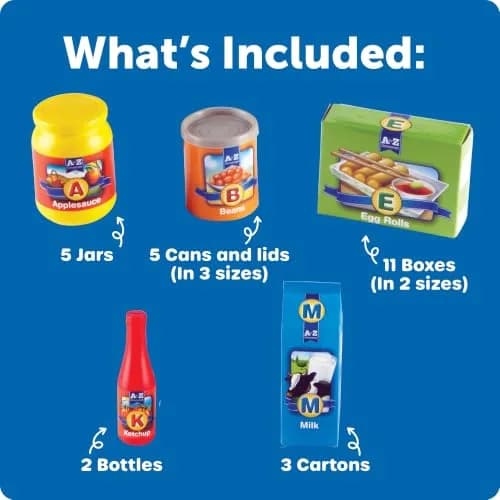 Learning Resources A to Z Alphabet Groceries | Alphabet & Vocabulary Playset for Kids thumbnail 5