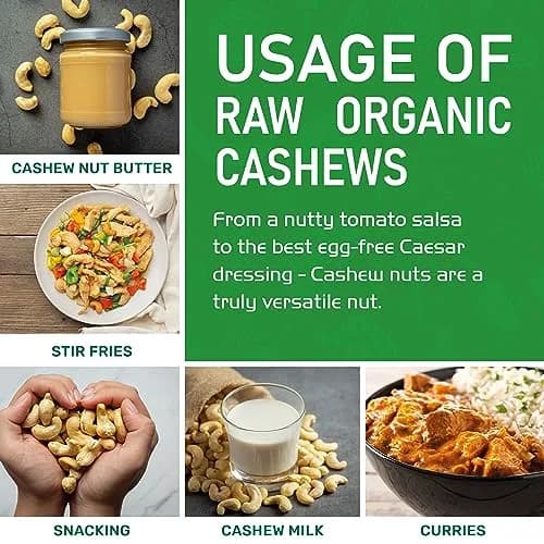 Jiva Organics Organic Raw Cashews 2 LB Bag | Gluten-Free, Vegan, Whole Nuts thumbnail 8