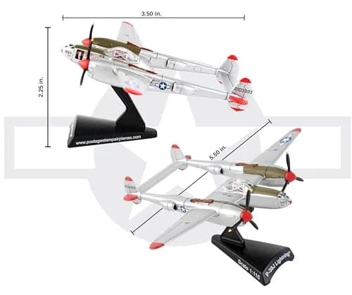 Postage Stamp P-38J Lightning Marge 1/115 Die-Cast Model Aircraft | WWII Fighter Replica for Display & Education thumbnail 6