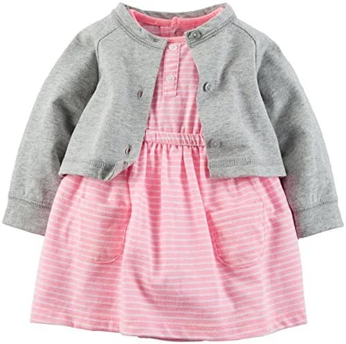 Carter's 2 Piece Dress Set, Tasha Pink, 12 Months | Soft Cotton Blend for Baby Girls thumbnail 1
