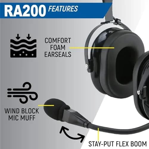 Rugged. Air RA200 Aviation Pilot Headset | 0.57 kg (1.2 lb) with Noise Canceling Microphone thumbnail 4