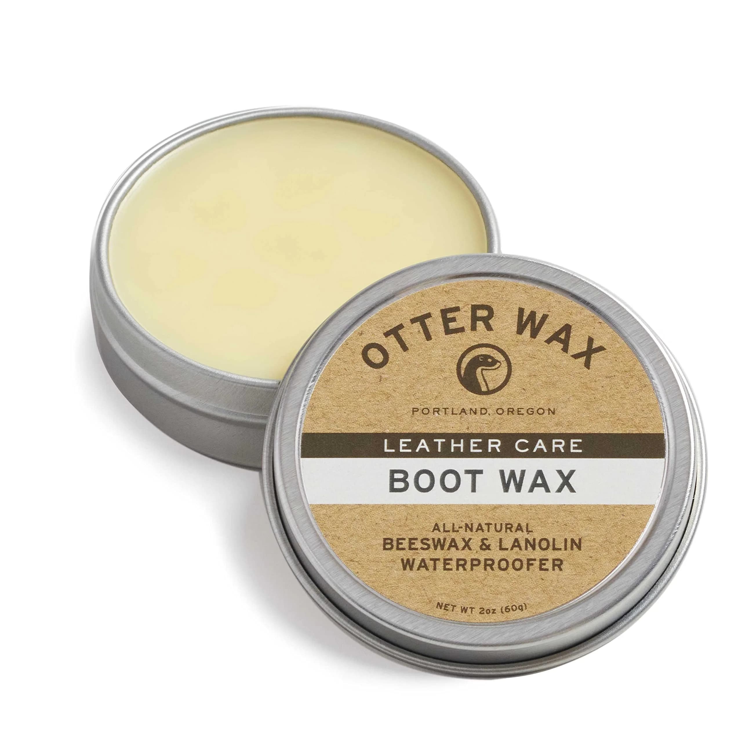 Otter Wax Boot Wax 2 oz (59 ml) | Heavy-Duty Leather Waterproofing Wax & Protective Leather Sealant for Leather Boots, Hats, & Rain Gear | All-Natural & PFAS-Free Beeswax Protectant — 2 Ounce
