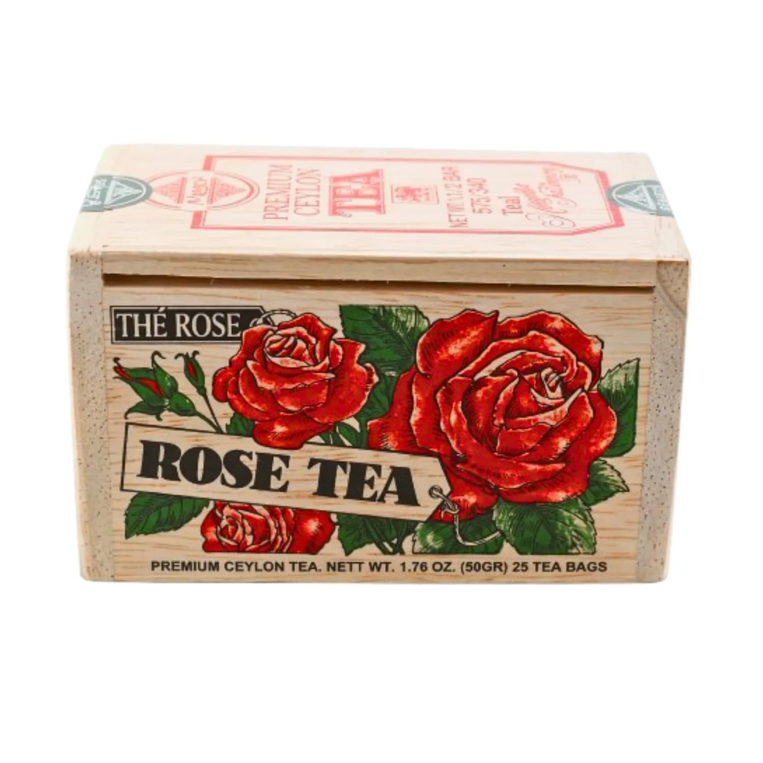 Metropolitan Tea Rose Tea Bags in Wood Box | Floral, Medium Caffeine, Sri Lanka (25 Teabags) — 25 Teabags