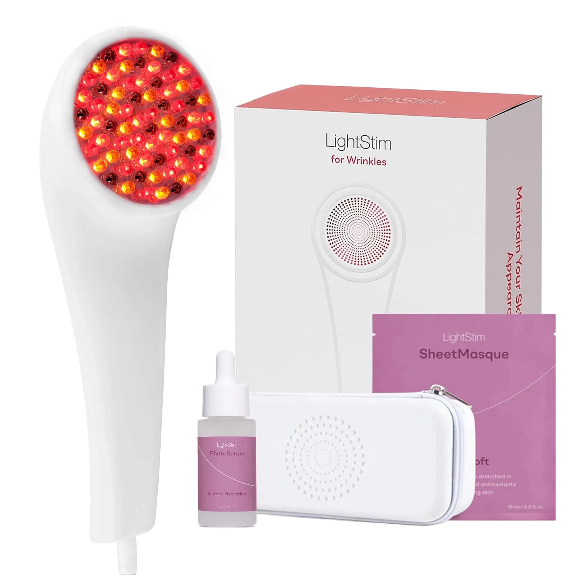 LightStim for Wrinkles LED Red Light Therapy with 72 LEDs | FDA Cleared Anti-Aging Device — White