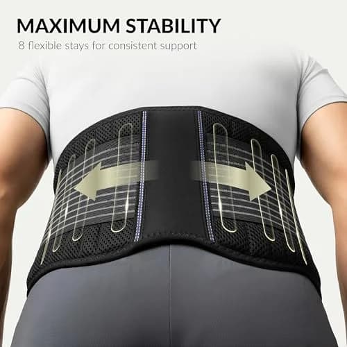 BraceUP Back Support Belt for Men and Women - Breathable Waist Lumbar Support for Sciatica, Herniated Disc, Scoliosis (XXL) | Full Range of Movement thumbnail 2