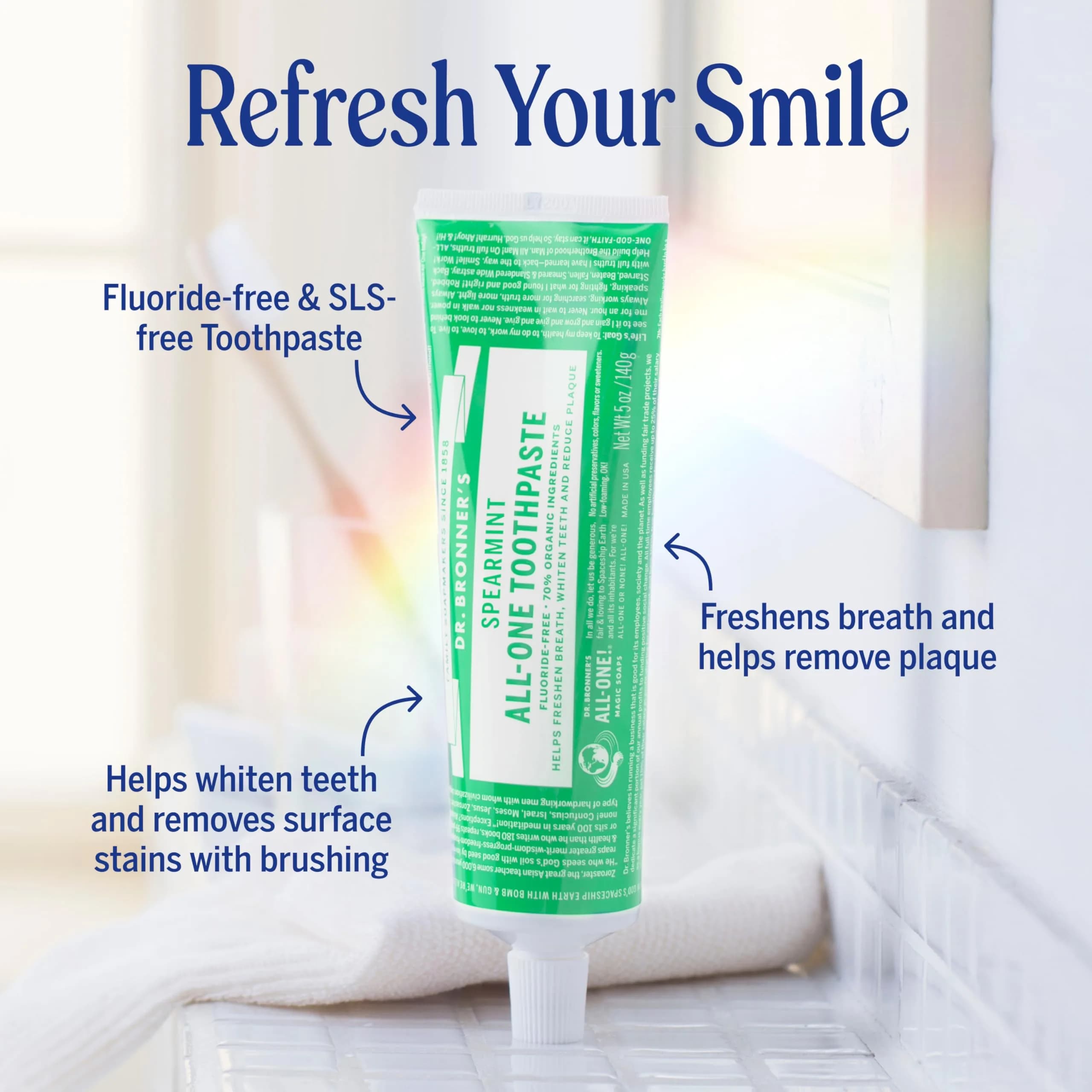 Dr. Bronner's All-One Toothpaste Variety Pack 15oz (5oz Each) | Fluoride-Free & Organic Formula for Sensitive Teeth - view 2