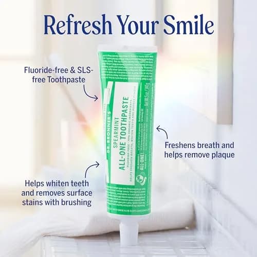 Dr. Bronner's All-One Toothpaste Variety Pack 15oz (5oz Each) | Fluoride-Free & Organic Formula for Sensitive Teeth thumbnail 2