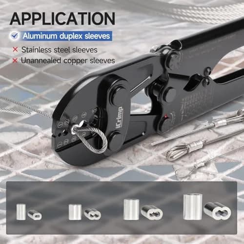 IWISS IWS-1608B Wire Rope Crimper 1/16" to 3/16" (2.35 kg) | Heavy Duty Steel Cable Swaging Tool thumbnail 5