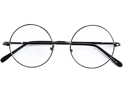 Bestum Retro Round Optical Spring Hinge Metal Glasses Frame Clear lens (grey, S) | Unisex Fashion Eyewear thumbnail 1