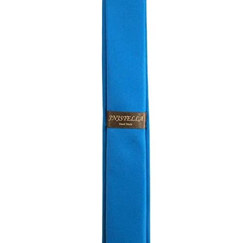 JNJSTELLA Skinny Tie 2" Solid Blue | Classic Slim Necktie for Men thumbnail 2