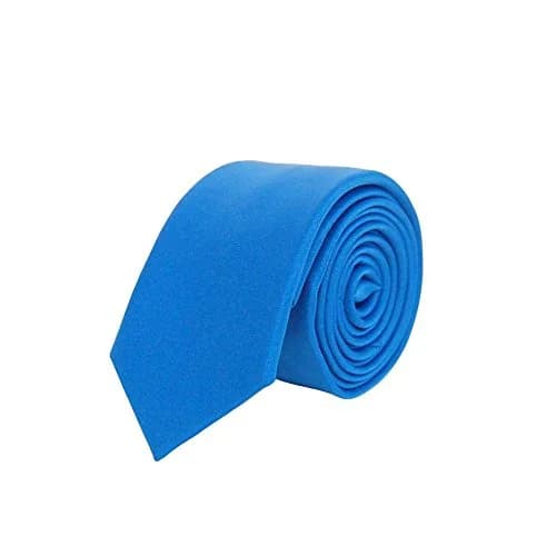 JNJSTELLA Skinny Tie 2" Solid Blue | Classic Slim Necktie for Men thumbnail 3