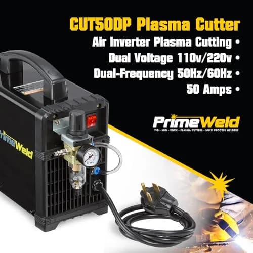 PrimeWeld Plasma Cutter 50A | Non-Touch Pilot Arc, Dual-Voltage, Portable 1/2" Cut thumbnail 3