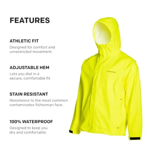 Grundéns Men’s Neptune Fishing Jacket, Hi-Vis Yellow, X-Small | Waterproof, Stain-Resistant & Flexible for Active Fishermen thumbnail 6