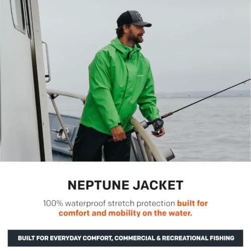 Grundéns Men’s Neptune Fishing Jacket, Hi-Vis Yellow, X-Small | Waterproof, Stain-Resistant & Flexible for Active Fishermen thumbnail 2