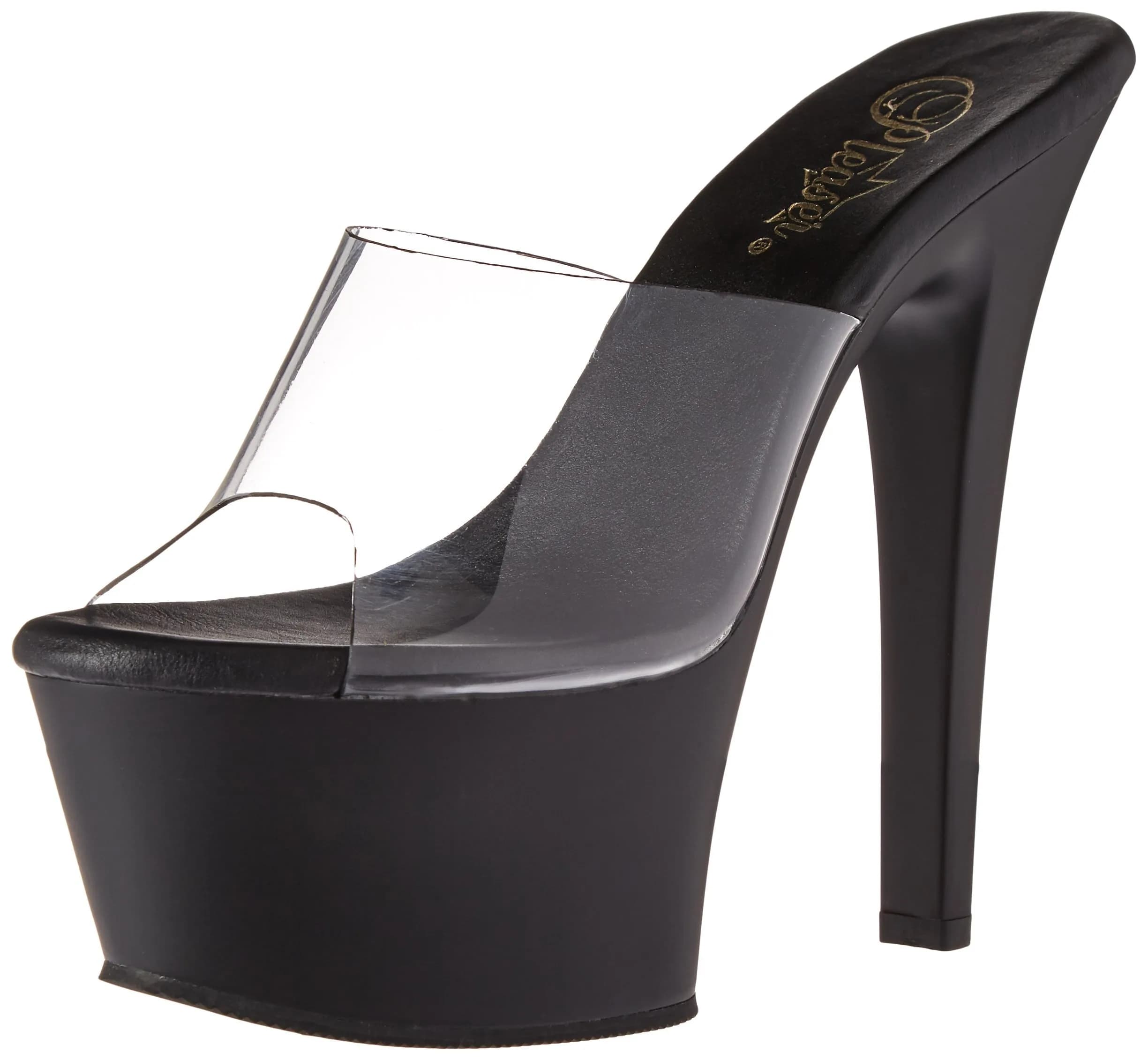 Pleaser Aspire-601 Platform Slide | 6" Heel & 2 1/4" Platform, Vegan Leather, Open Toe (15.25cm heel, 6cm platform)